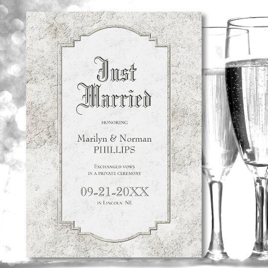 ヴィンテージグレー彫り結婚石の発表 案内状