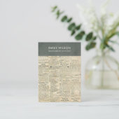 ヴィンテージグレー新聞のネックレスイヤリングディスプレイ 名刺 (スタンド正面)