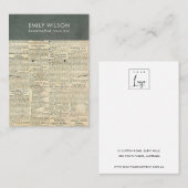 ヴィンテージグレー新聞のネックレスイヤリングディスプレイ 名刺 (正面/裏面)