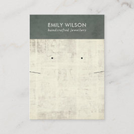 ヴィンテージグレー新聞ネックレスイヤリング表示部 名刺