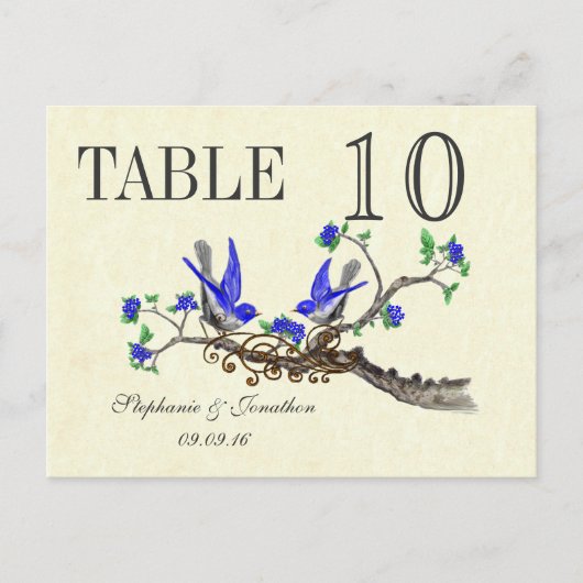 ヴィンテージグレー王室のバードブルー花数 ポストカード (正面)
