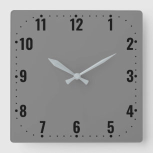 ヴィンテージグレー顔と数字 – フレームレス スクエア壁時計