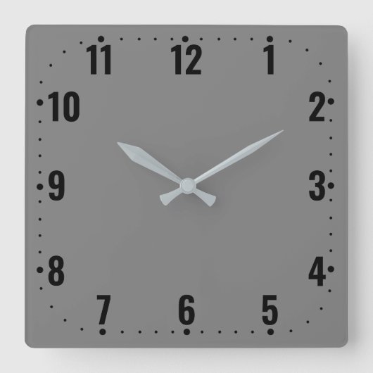 ヴィンテージグレー顔と数字 – フレームレス スクエア壁時計 (正面)