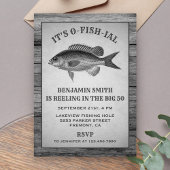 ヴィンテージグレー魚釣り誕生日パーティーの招待 招待状
