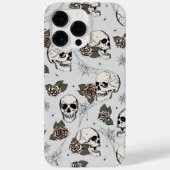 ヴィンテージグレー ドクロ 薔薇 Case-Mate iPhoneケース (裏面)