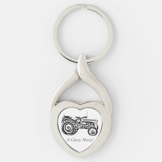 ヴィンテージグレー・マッセイ・ファーガソントラクターの写真  キーホルダー (正面)