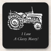 ヴィンテージグレー・マッセイ・ファーガソントラクターの写真 コースター (正面)