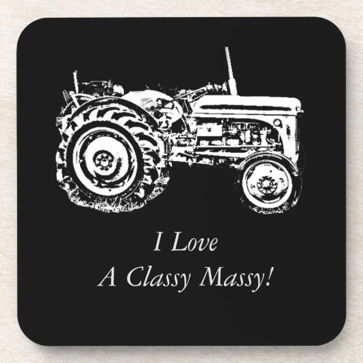 ヴィンテージグレー・マッセイ・ファーガソントラクターの写真 コースター (正面)