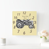 ヴィンテージグレー・マッセイ・ファーガソントラクターの写真 スクエア壁時計 (ホーム)