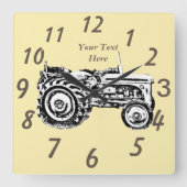 ヴィンテージグレー・マッセイ・ファーガソントラクターの写真 スクエア壁時計 (正面)