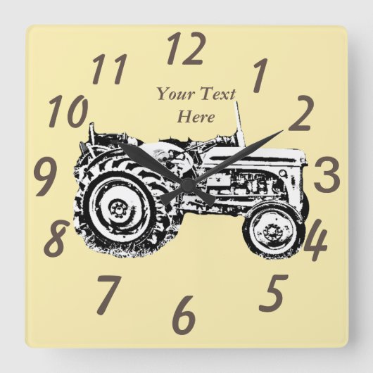 ヴィンテージグレー・マッセイ・ファーガソントラクターの写真 スクエア壁時計 (正面)