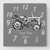 ヴィンテージグレー・マッセイ・ファーガソントラクターの写真  スクエア壁時計 (正面)