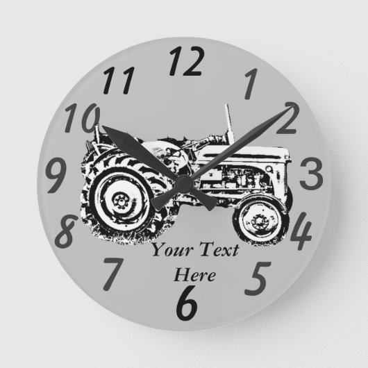 ヴィンテージグレー・マッセイ・ファーガソントラクターの写真 ラウンド壁時計 (正面)
