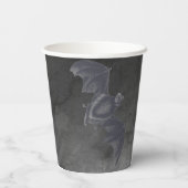 ヴィンテージグレ飛んでいるーこうもり(グレーテクスチャ) 紙コップ (裏面)