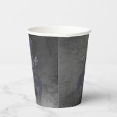 ヴィンテージグレ飛んでいるーこうもり(グレーテクスチャ) 紙コップ (右)