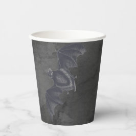 ヴィンテージグレ飛んでいるーこうもり(グレーテクスチャ) 紙コップ