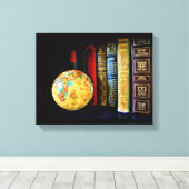 ヴィンテージグローブと書籍 キャンバスプリント (インサイチュ (ウッドフロア))