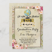 ヴィンテージグローブアドベンチャー卒業パーティー招待状 招待状 (正面/裏面)