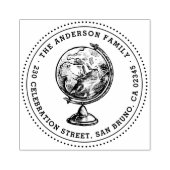 ヴィンテージグローブラウンドファミリー名&差出人住所 ラバースタンプ (インプリント)