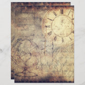 ヴィンテージグローブ及び時計スクラップブック紙 (正面/裏面)