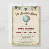 ヴィンテージグローブ旅行赤ちゃんシャワー招待状 招待状 (正面)