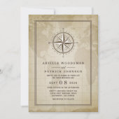 ヴィンテージグローブ航海のコンパス結婚式招待状 招待状 (正面)
