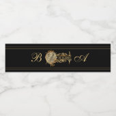 ヴィンテージグローブ黒金ゴールドモノグラムの結婚ズ ペットボトルラベル (シングルラベル)