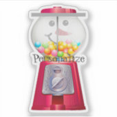 ヴィンテージグンボールマシン雪だるまスノースグローブ シール (正面)