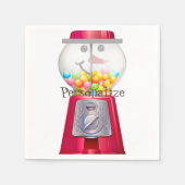 ヴィンテージグンボールマシン雪だるまスノースグローブ スタンダードカクテルナプキン (正面)