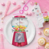 ヴィンテージグンボールマシン雪だるまスノースグローブ ペーパープレート (パーティー)