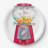 ヴィンテージグンボールマシン雪だるまスノースグローブ ペーパープレート (正面)