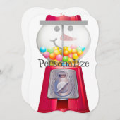 ヴィンテージグンボールマシン雪だるまスノースグローブ 招待状 (正面/裏面)