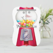 ヴィンテージグンボールマシン雪だるまスノースグローブ 招待状 (スタンド正面)