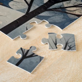 ヴィンテージグーアッシュスタイルの冬の教会20x30 ジグソーパズル (側面)