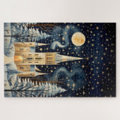 ヴィンテージグーアッシュスタイルの冬の教会20x30 ジグソーパズル (横)