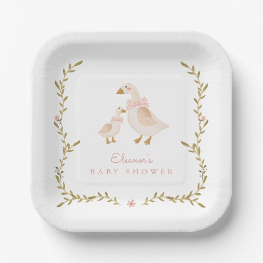 ヴィンテージグースガール赤ちゃんシャワー ペーパープレート (正面)