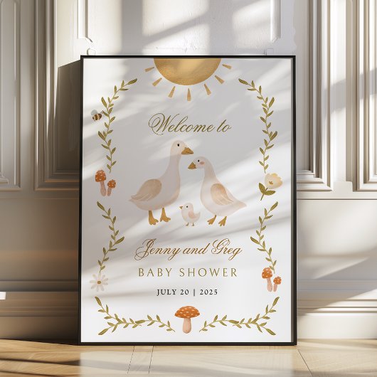 ヴィンテージグースベイビーシャワー歓迎ポスター ポスター