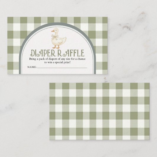 ヴィンテージグース赤ちゃんシャワーおむつラッフルエンクル エンクロージャーカード (正面/裏面)