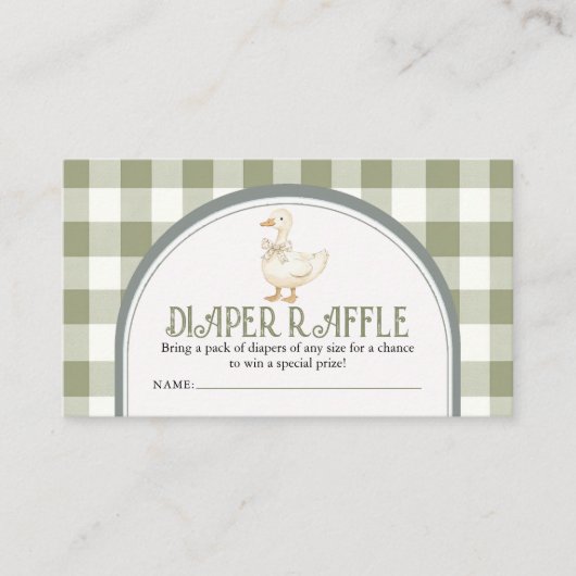 ヴィンテージグース赤ちゃんシャワーおむつラッフルエンクル エンクロージャーカード (正面)