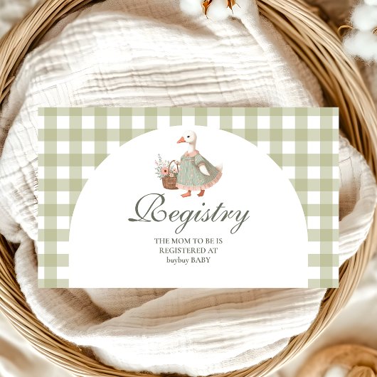 ヴィンテージグース間抜けベイビーシャワー登録 エンクロージャーカード