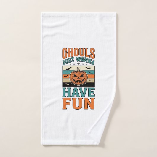 ヴィンテージグールは楽しいハロウィンTシャツが好き ハンドタオル (ハンドタオル)