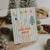 ヴィンテージグ図解入りの、写真付きのリークリスマスパーティーストライプの 招待状