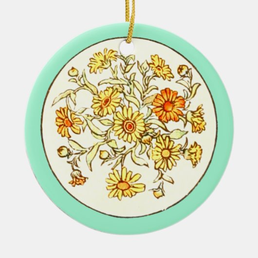 ヴィンテージケイトグリーンアウェイブックイラストレーション セラミックオーナメント (正面)