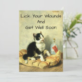 ヴィンテージケガ子猫アートGet Wellカードテンプレート (スタンド正面)