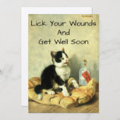 ヴィンテージケガ子猫アートGet Wellカードテンプレート (正面/裏面)