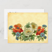 ヴィンテージケシとコーンフラワーのレシピカード ポストカード (正面/裏面)