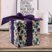 ヴィンテージケシの紫とティール（緑がかった色） ラッピングペーパーシート