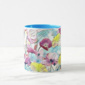 ヴィンテージケシの花の水彩フィールド マグカップ (中央)