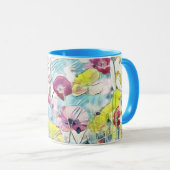 ヴィンテージケシの花の水彩フィールド マグカップ (正面右)