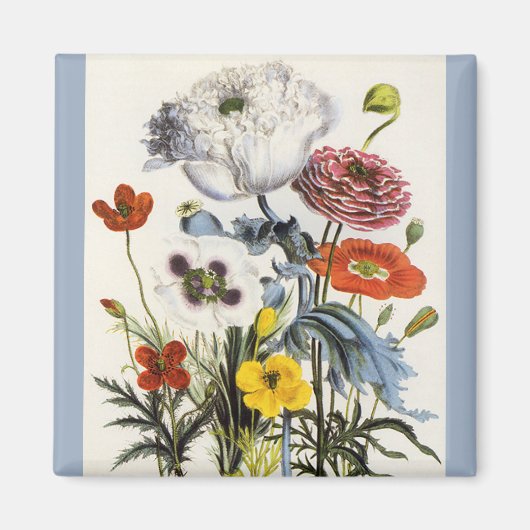 ヴィンテージケシの花ビクトリアン園 マグネット (正面)